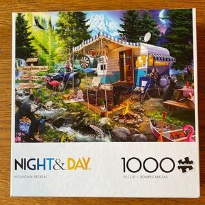 Buffalo Games 1,000 piece puzzle Night & Day Mountain Retreat